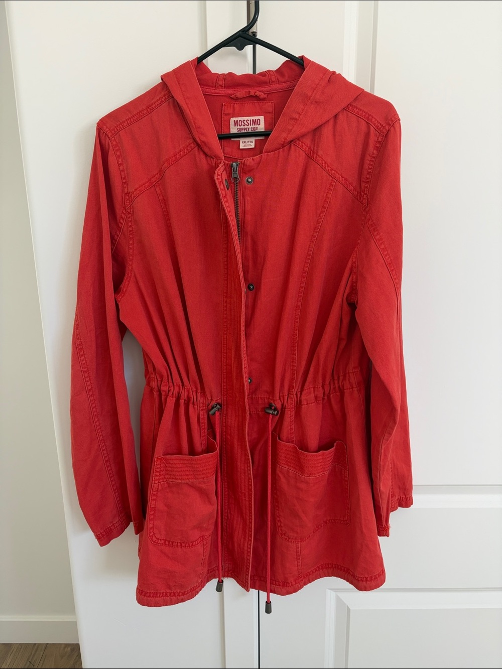 Mossimo Supply Co. Bright Red Hooded Utility Jacket